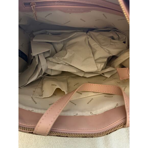Bebe Jacquard Logo Tote Bag in Blush Pink | NWT | Large Shoulder/Crossbody - Picture 4 of 5